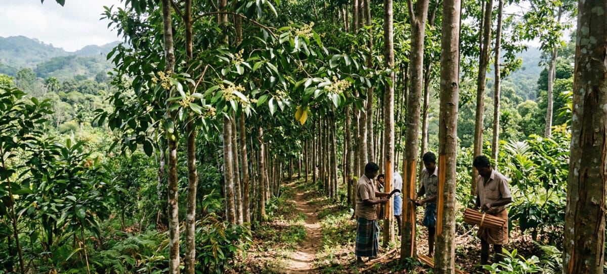 스리랑카 계피와 베트남 계피 비교 분석 - 계피 채취하는 모습