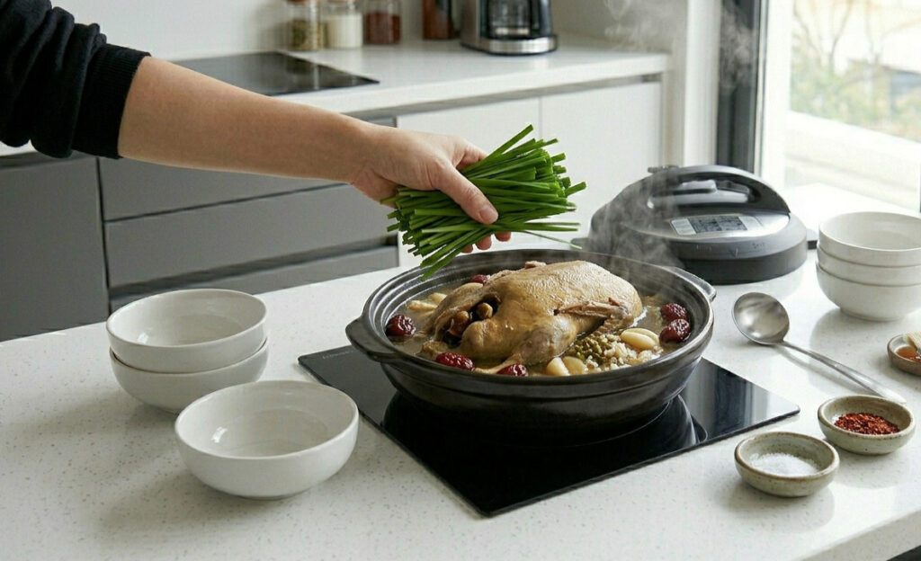 부추 래핑과 뜸 들이기