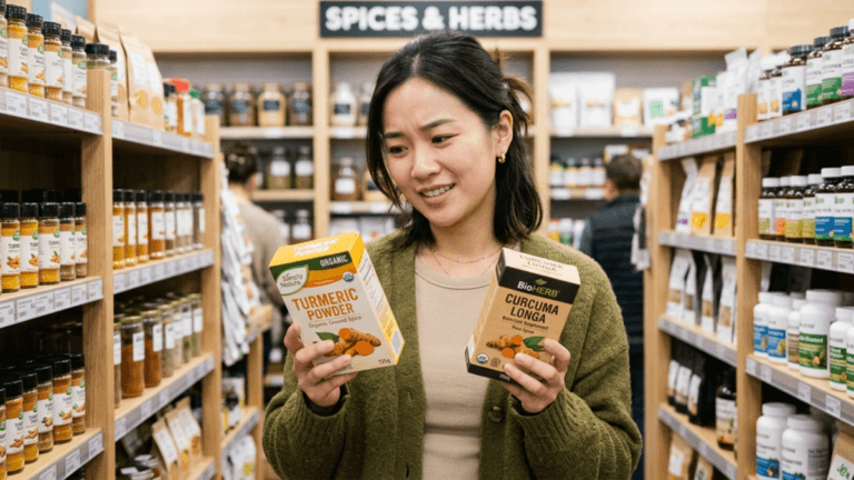 강황과-울금의-차이를-궁금해하는-모습